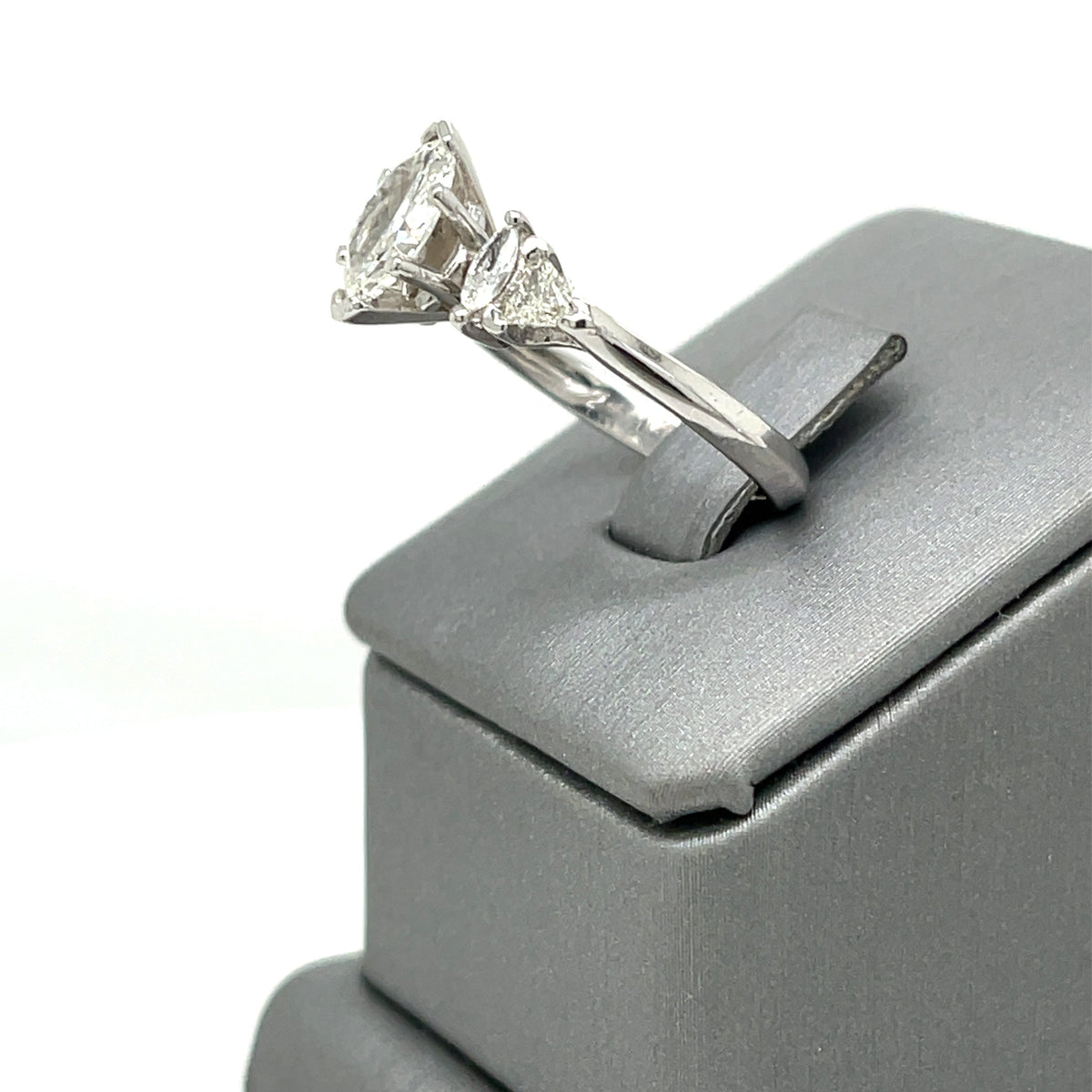 Platinum 1.50 CT Marquise & Trillion Cut Diamond Engagement Ring, 6.3gm Size 7