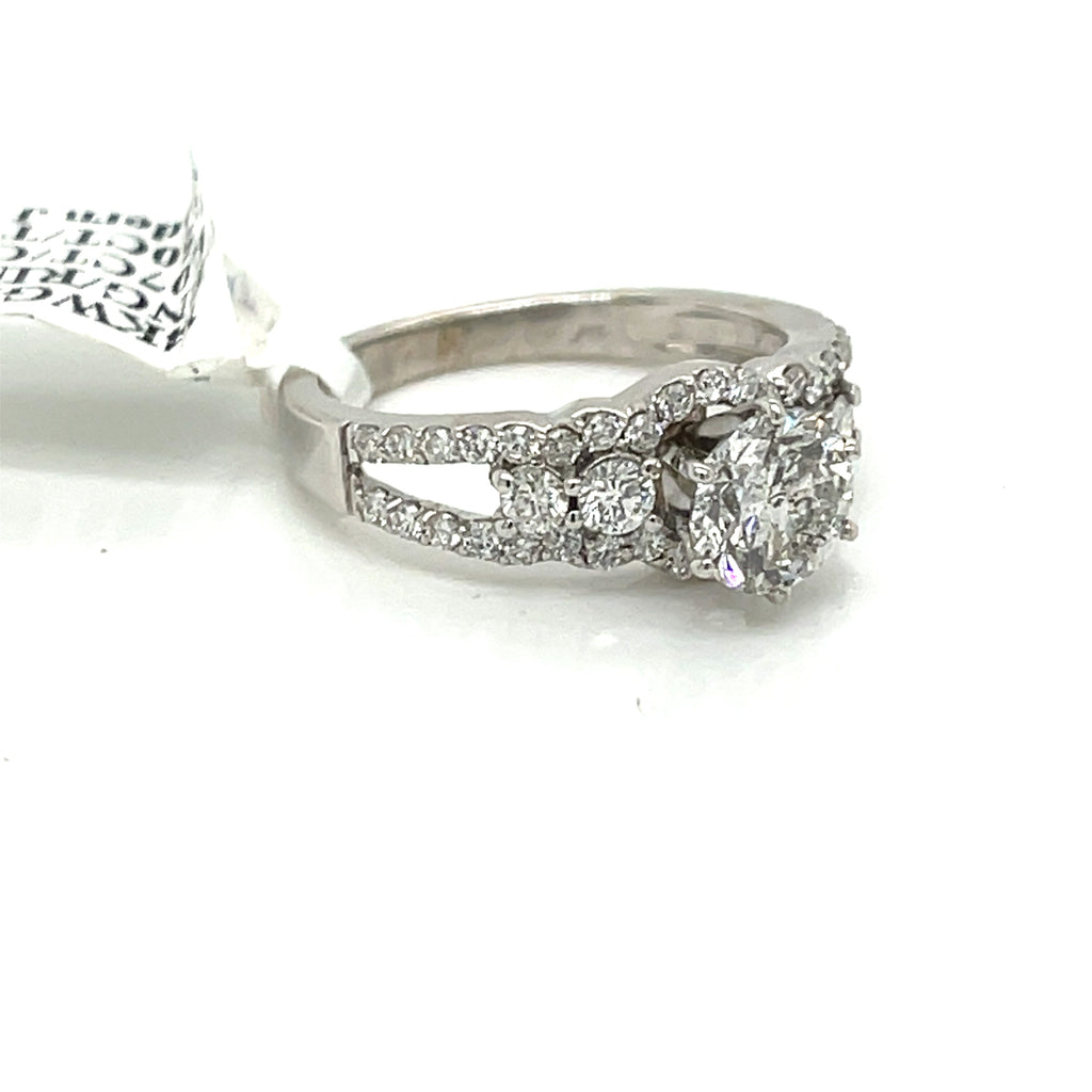 14K White Gold 1.50CT Round Cut Diamond Engagement Ring, Size 7, 3.9G