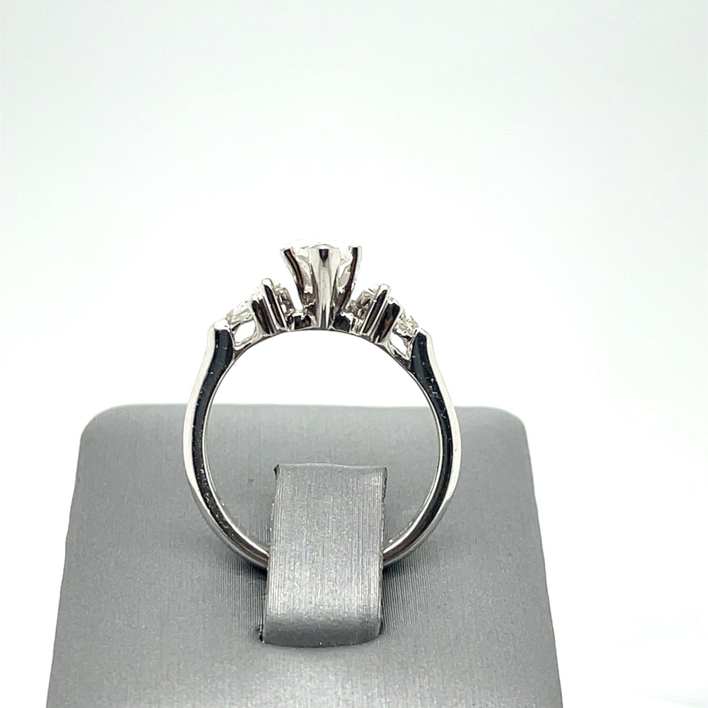 Platinum 1.50 CT Marquise & Trillion Cut Diamond Engagement Ring, 6.3gm Size 7