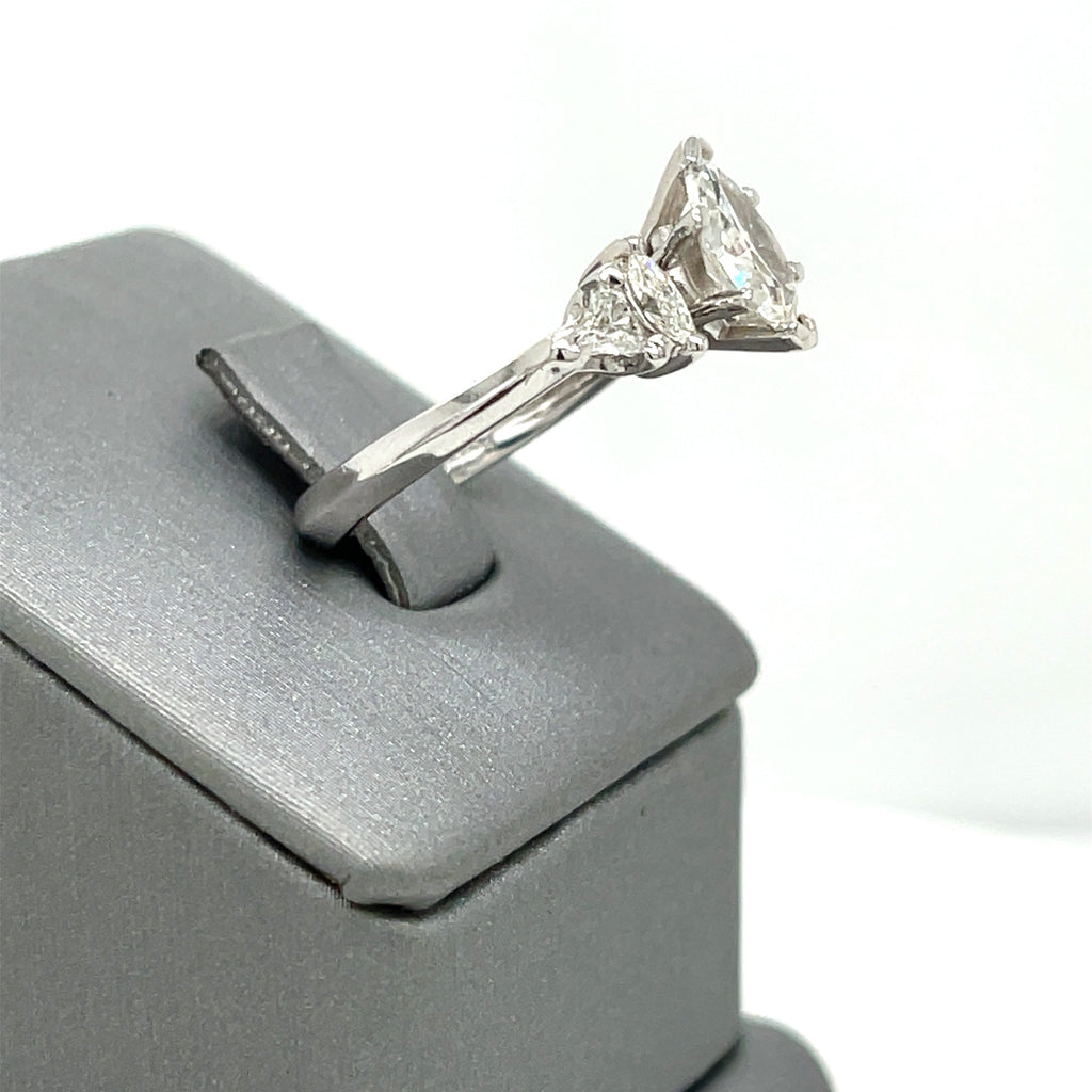 Platinum 1.50 CT Marquise & Trillion Cut Diamond Engagement Ring, 6.3gm Size 7