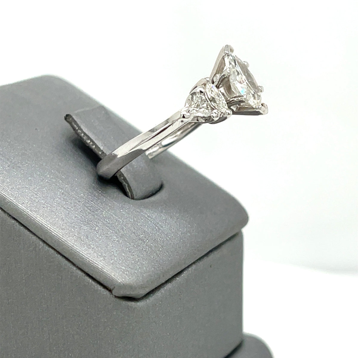 Platinum 1.50 CT Marquise & Trillion Cut Diamond Engagement Ring, 6.3gm Size 7