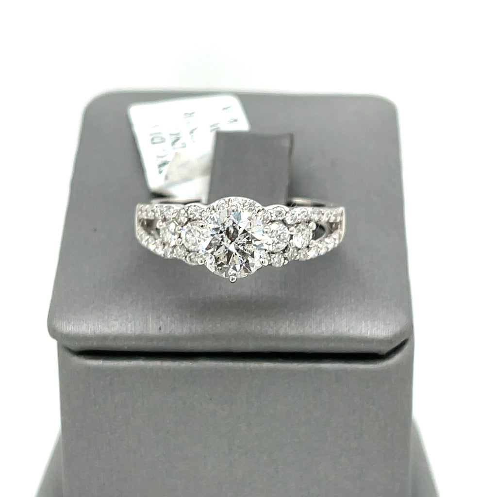 14K White Gold 1.50CT Round Cut Diamond Engagement Ring, Size 7, 3.9G