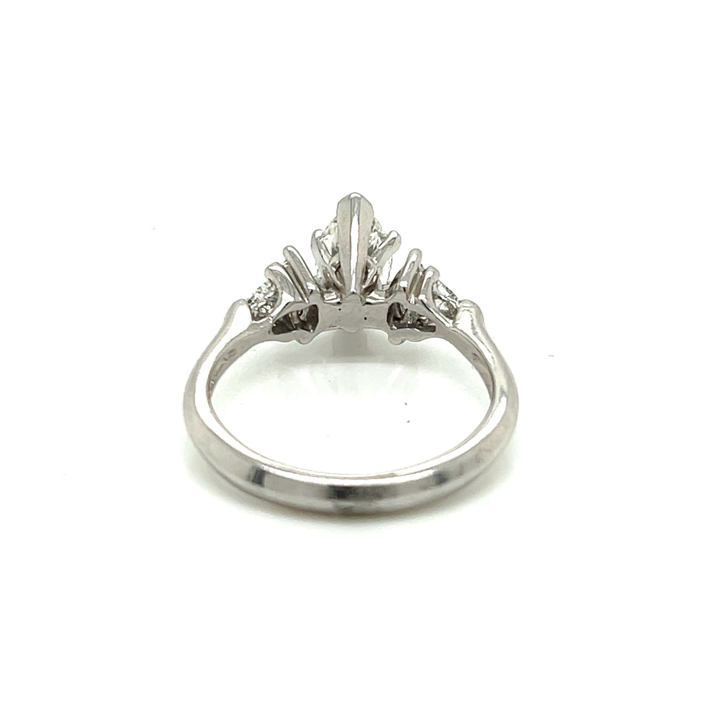 Platinum 1.50 CT Marquise & Trillion Cut Diamond Engagement Ring, 6.3gm Size 7