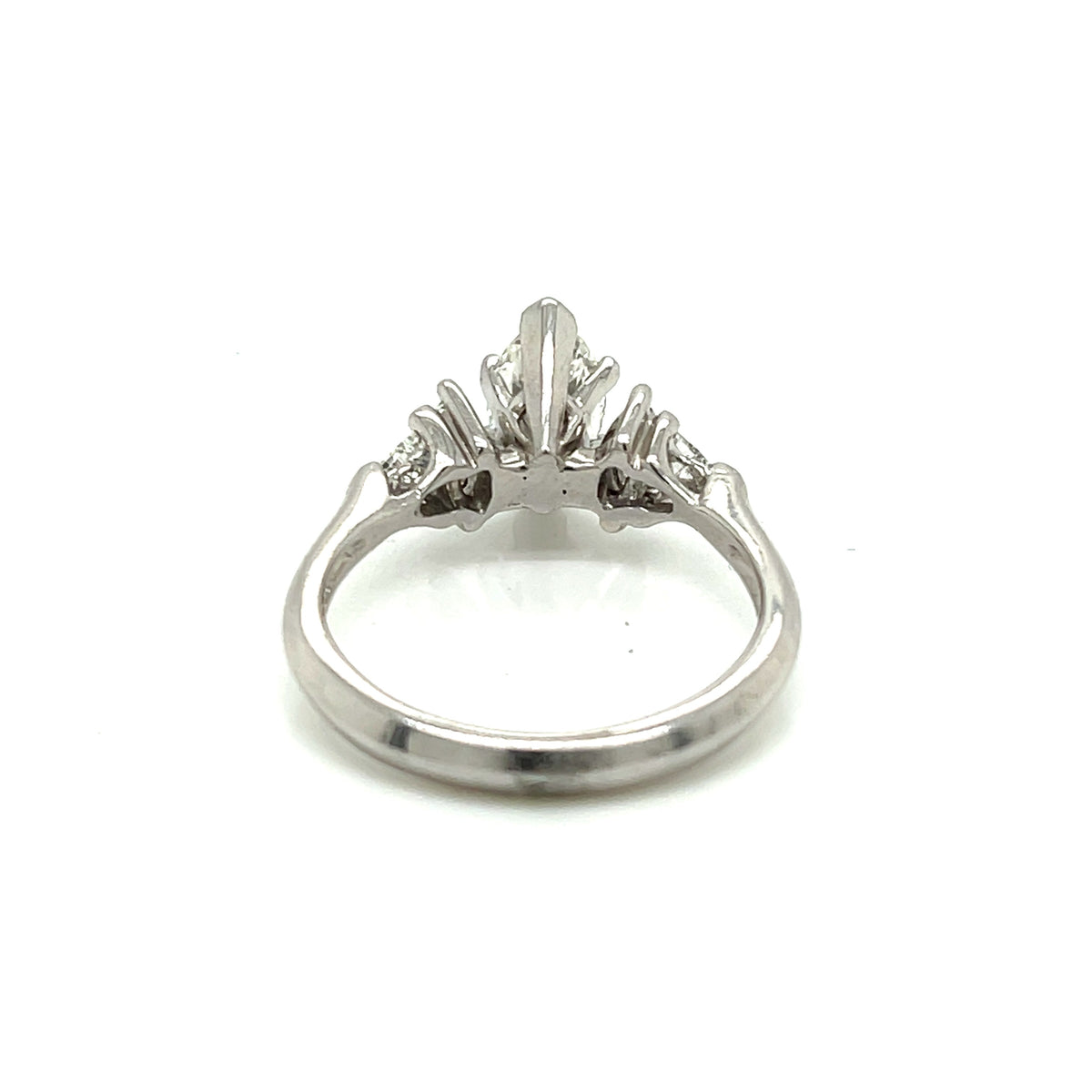 Platinum 1.50 CT Marquise & Trillion Cut Diamond Engagement Ring, 6.3gm Size 7