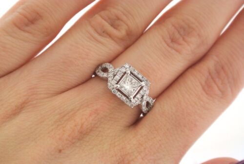 14K WHITE GOLD 1.00 CT TW PRINCESS CUT DIAMOND ENGAGEMENT RING