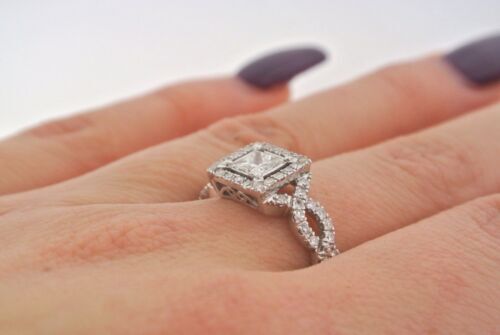 14K WHITE GOLD 1.00 CT TW PRINCESS CUT DIAMOND ENGAGEMENT RING