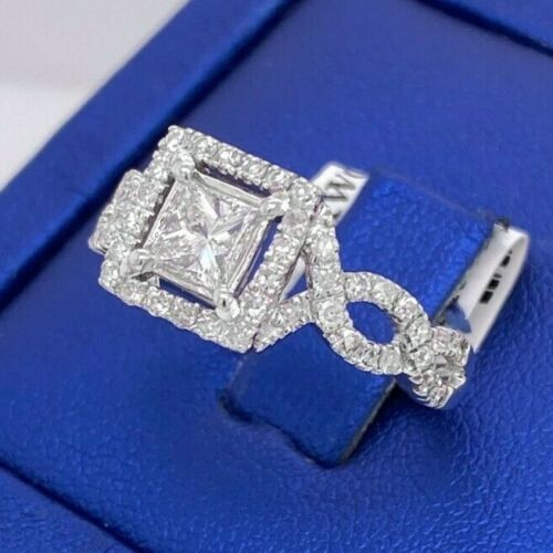14K WHITE GOLD 1.00 CT TW PRINCESS CUT DIAMOND ENGAGEMENT RING