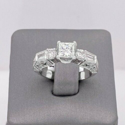 Natalie K 14k White Gold 1.45 CT Princess Cut Diamond Engagement Ring