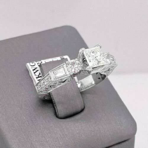 Natalie K 14k White Gold 1.45 CT Princess Cut Diamond Engagement Ring