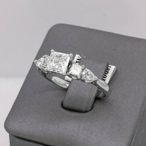 14k White Gold 1.25 CT Princess Diamond Engagement Ring, 3.6gm, Size 8