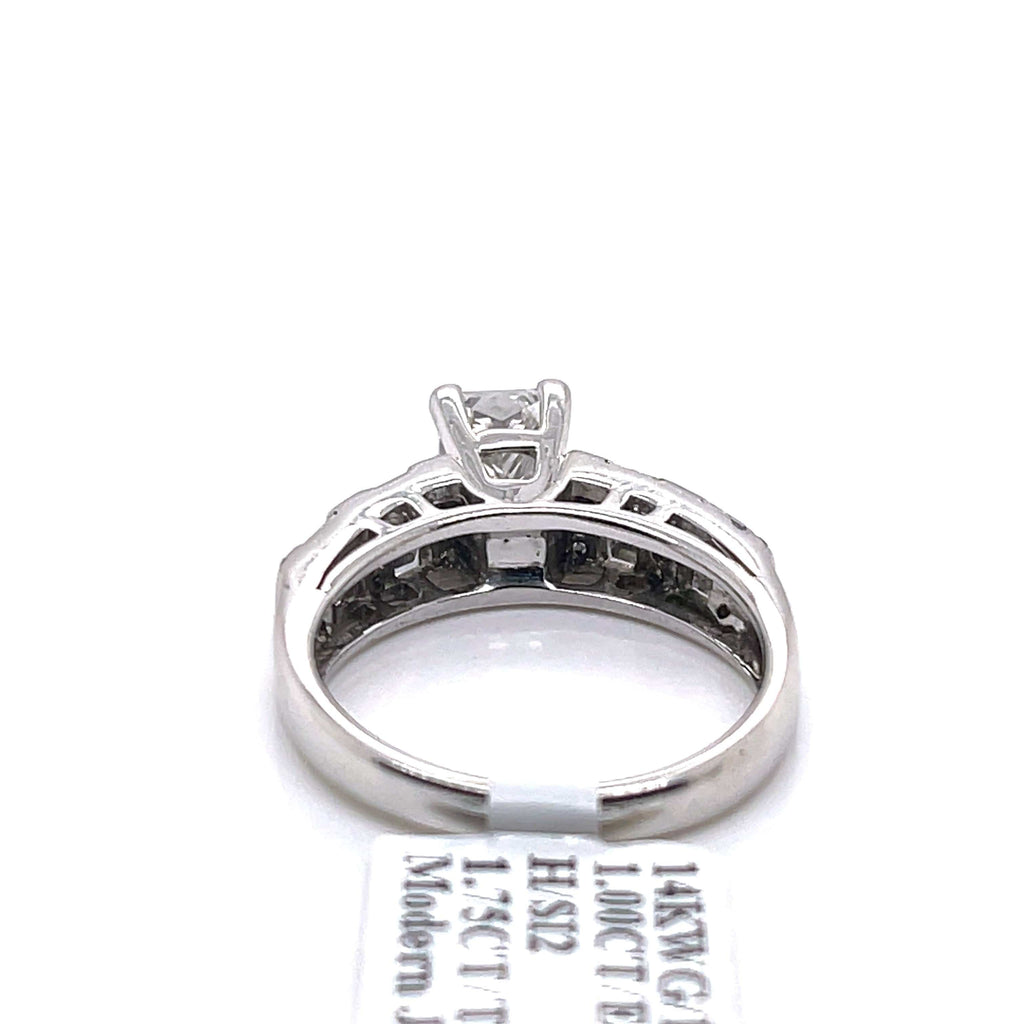 14k White Gold 1.00 CT Princess Cut Diamond Engagement Ring,