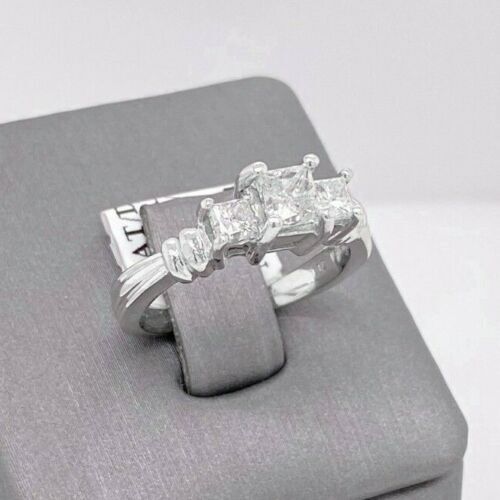 Platinum 0.75 CT Diamond Past Present Future Engagement Ring, 7gm,