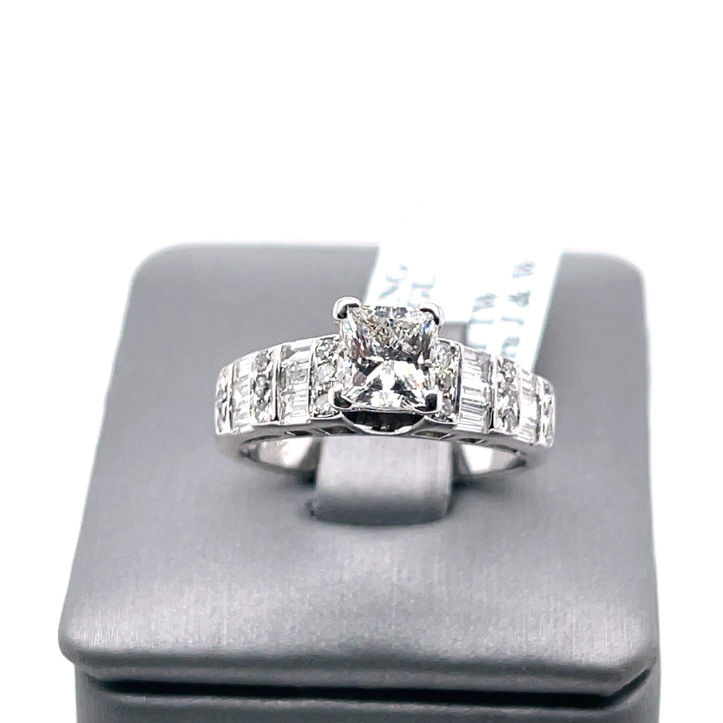 14k White Gold 1.00 CT Princess Cut Diamond Engagement Ring,