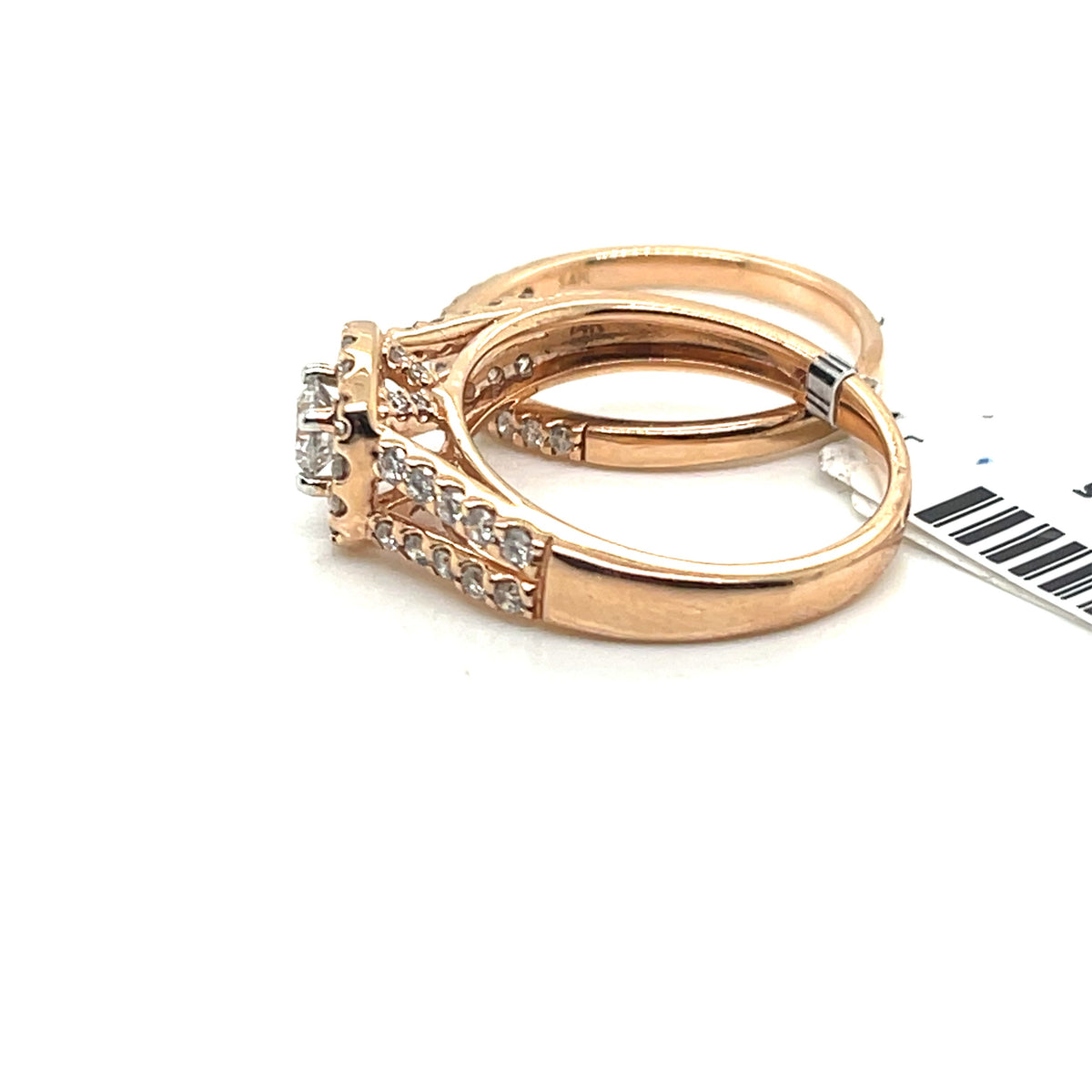 14k Rose Gold 1.50 CT Diamond Engagement Ring Set, 5.5gm, Size 7