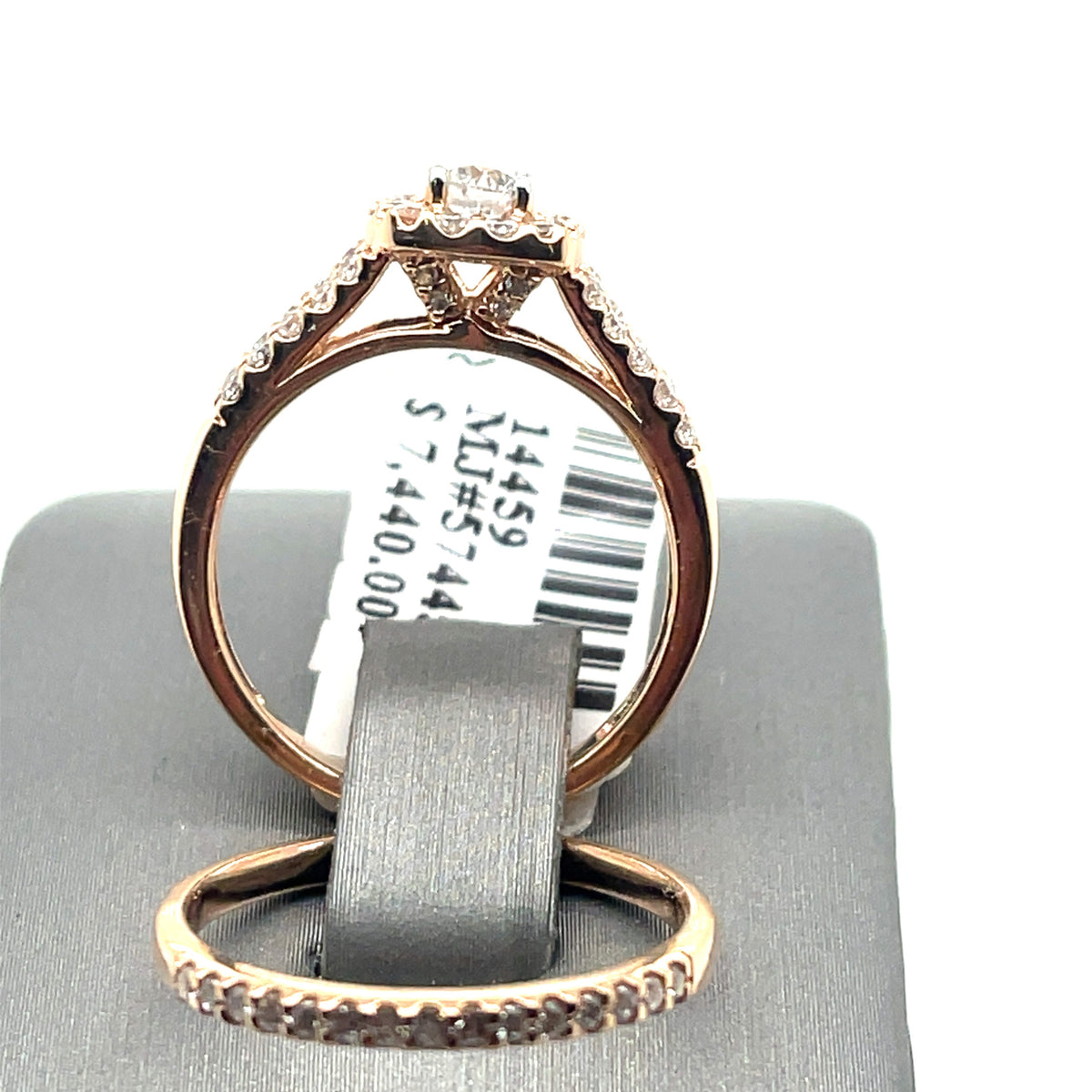 14k Rose Gold 1.50 CT Diamond Engagement Ring Set, 5.5gm, Size 7