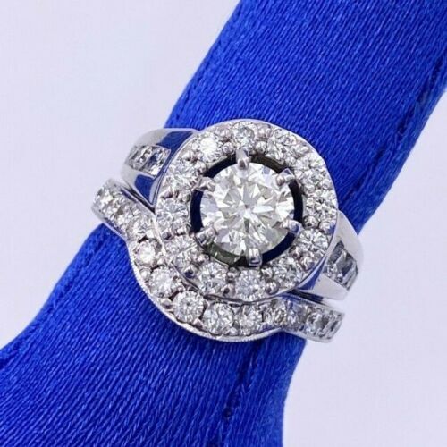 14k White Gold 2.50 CT/TW Diamond Engagement Ring Set, 12.6g, Size 6.25