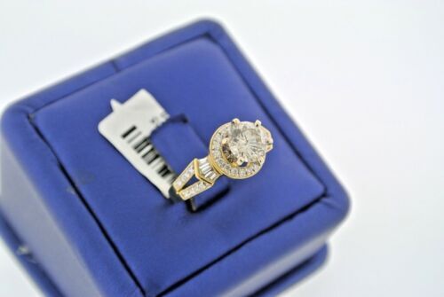18k Yellow Gold 2.00 CT Diamond Engagement Ring, Size 6.5, 5.8gm
