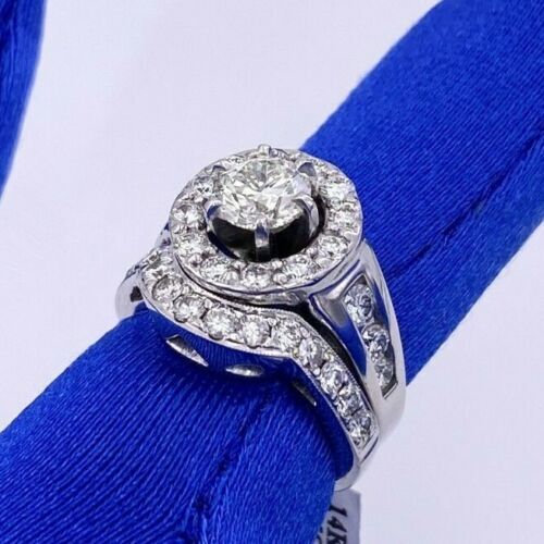 14k White Gold 2.50 CT/TW Diamond Engagement Ring Set, 12.6g, Size 6.25