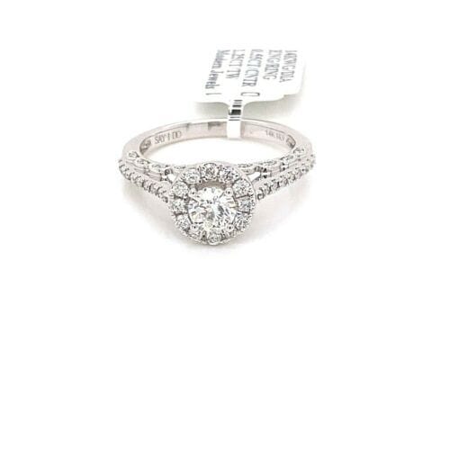 14k White Gold 1.25 CT Diamond Halo Engagement Ring, Size 7, 4.4g