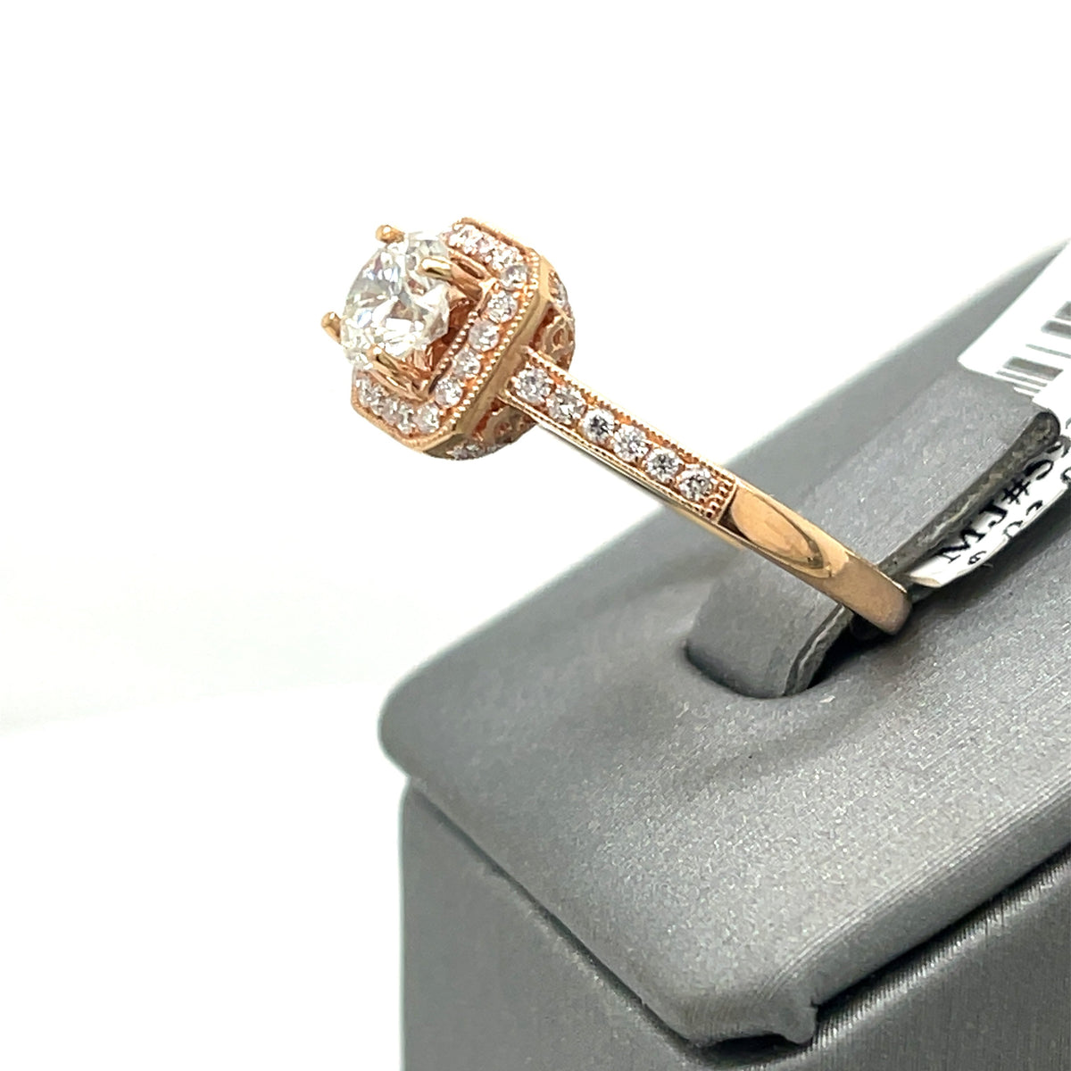 14k Rose Gold 1.25 ct Diamond Halo Engagement Ring, 3.4gm, Size 6.25