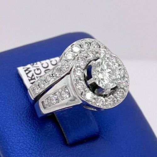 14k White Gold 2.50 CT/TW Diamond Engagement Ring Set, 12.6g, Size 6.25