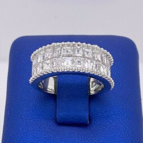 18k White Gold 3.50 CT Princess Cut Diamond Band, 6.8gm, Size 6