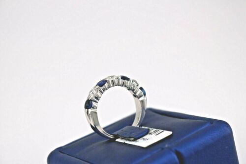 Platinum 2.00 CT Diamond & Sapphire Band, 10.7gm, Size 8.25