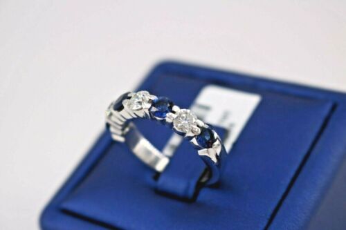 Platinum 2.00 CT Diamond & Sapphire Band, 10.7gm, Size 8.25