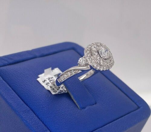 14k White Gold 1.25 CT Diamond Halo Engagement Ring, 4.7gm, Size 7,