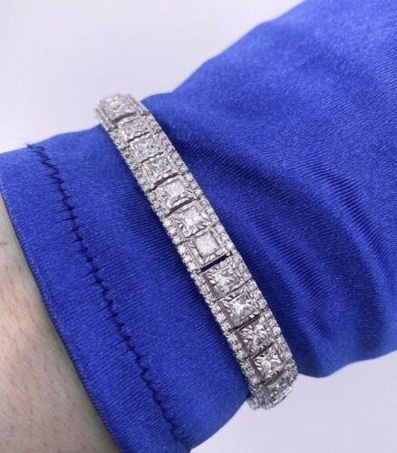 14K White Gold 12.00 CT Diamond Tennis Bracelet, 22 g, 7.5 inches,