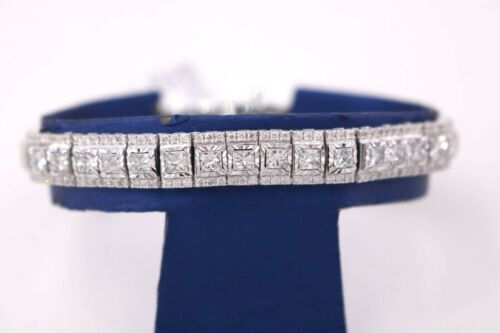 14K White Gold 12.00 CT Diamond Tennis Bracelet, 22 g, 7.5 inches,