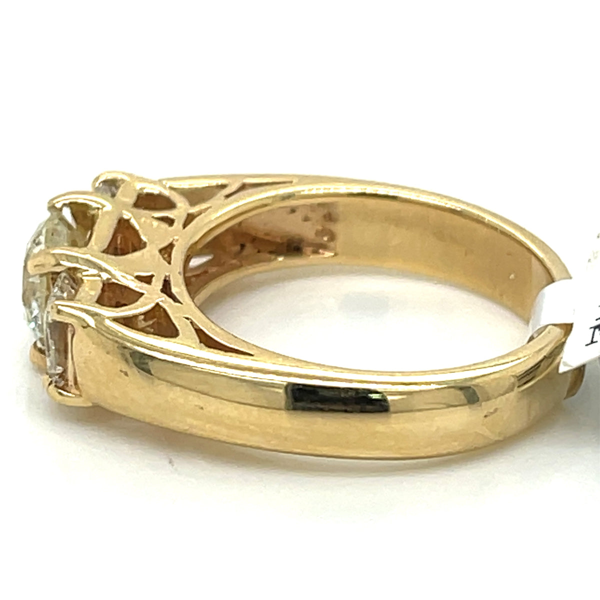14k Yellow Gold 1.65 Ct Diamond Round Cut Engagement Ring, Size 6.5