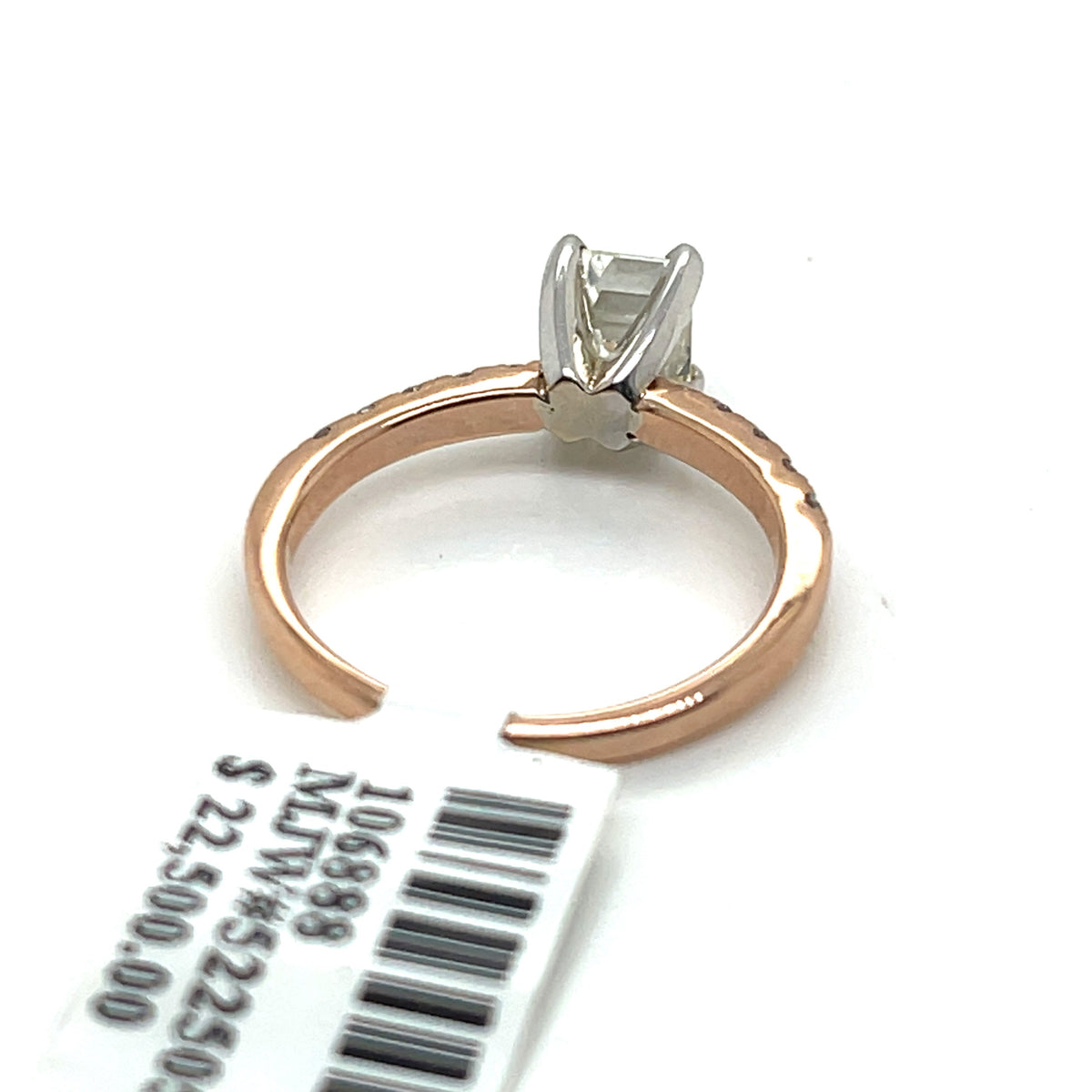 14K Rose Gold 1.00 CT Diamond Emerald Engagement Ring, 2.5g, Size 5.25