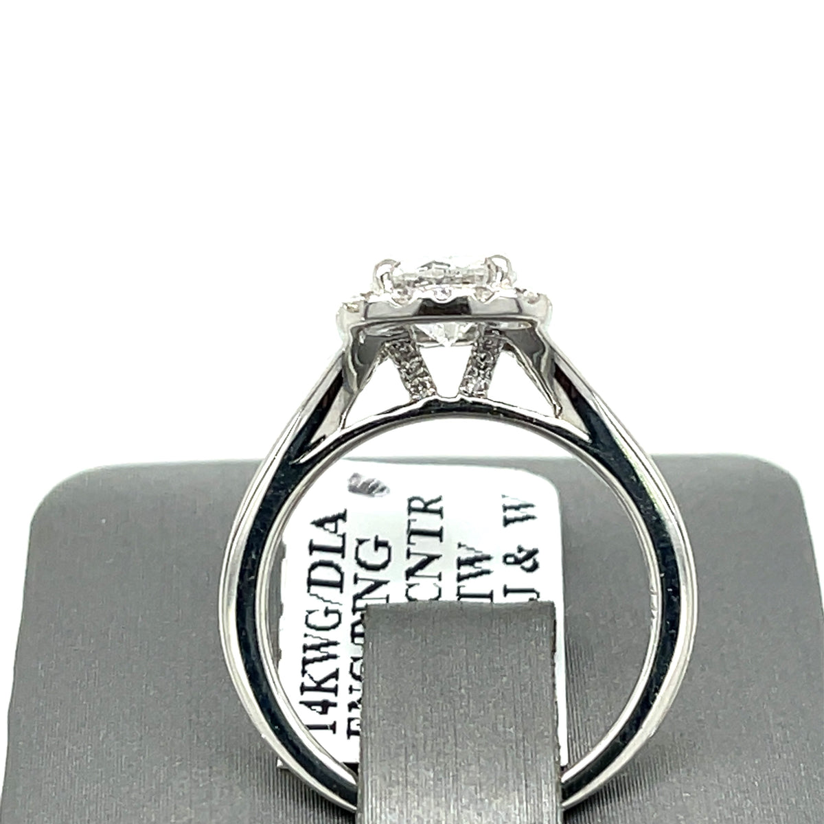 14K White Gold 1.35CT Round Diamond Halo Engagement Ring, Size 6, 3.3G
