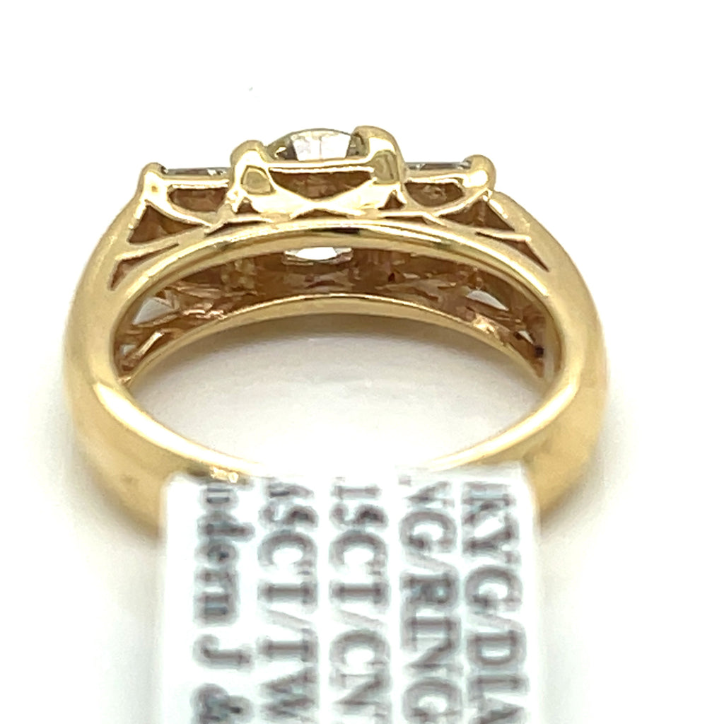 14k Yellow Gold 1.65 Ct Diamond Round Cut Engagement Ring, Size 6.5