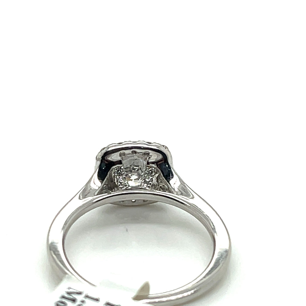 14K White Gold 1.35CT Round Diamond Halo Engagement Ring, Size 6, 3.3G