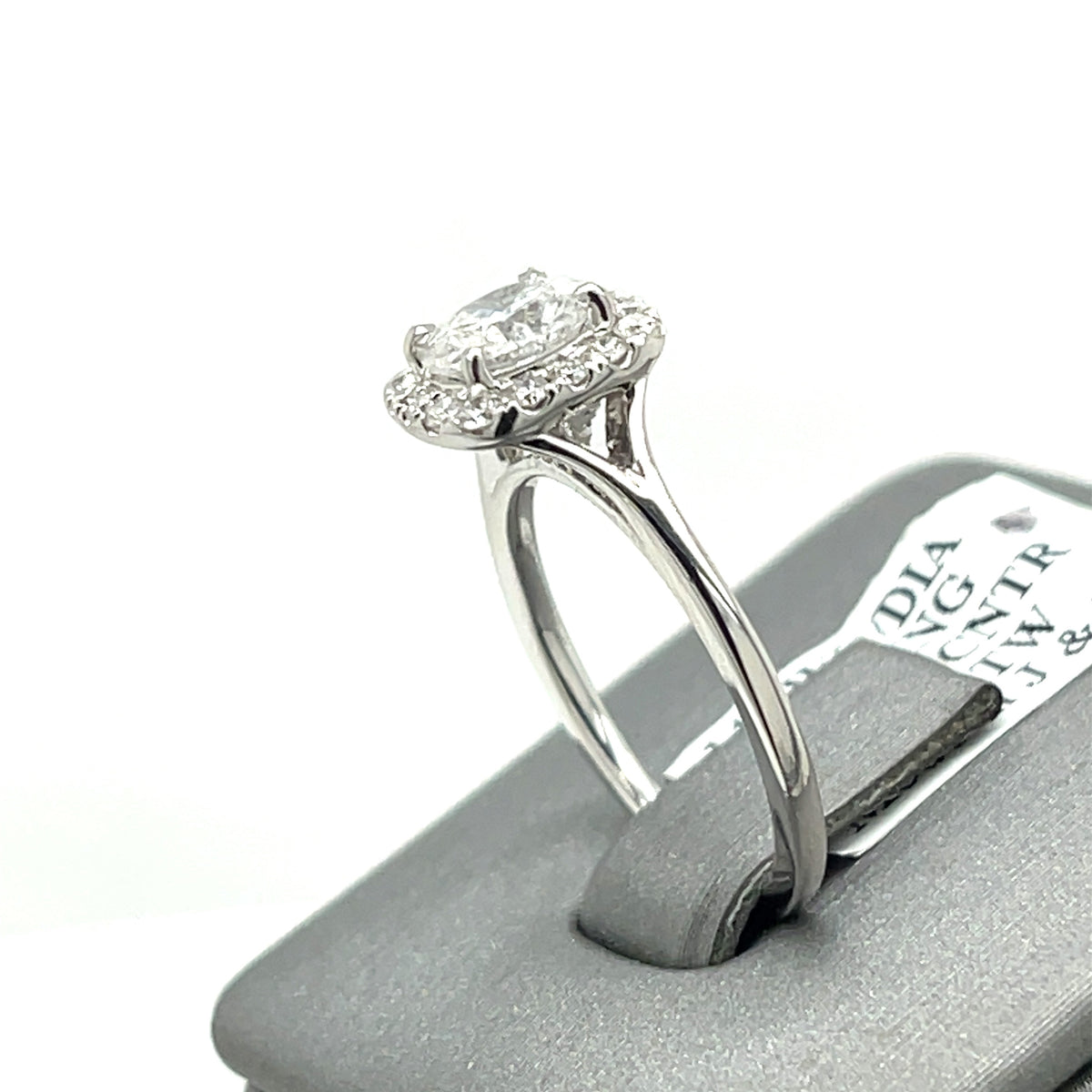 14K White Gold 1.35CT Round Diamond Halo Engagement Ring, Size 6, 3.3G