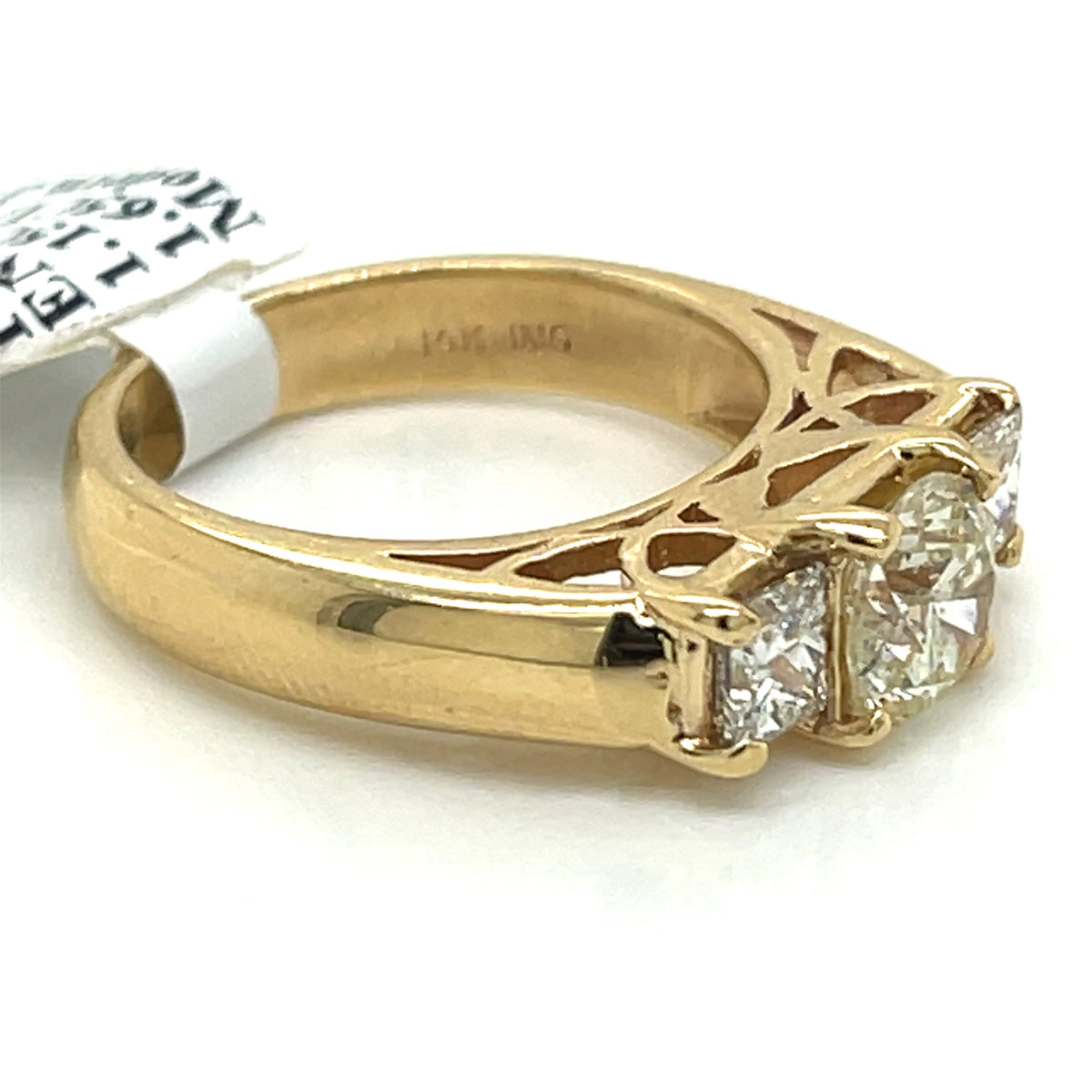 14k Yellow Gold 1.65 Ct Diamond Round Cut Engagement Ring, Size 6.5