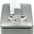 14K White Gold 1.35CT Round Diamond Halo Engagement Ring, Size 6, 3.3G