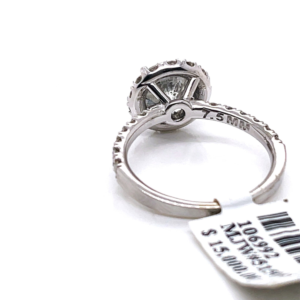 14K White Gold 3.00CT Round Cut Diamond Engagement Ring, Size 6.25, 3.5G