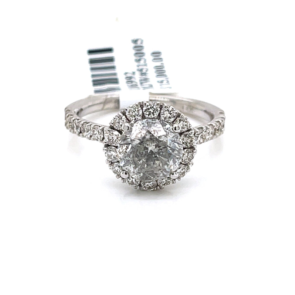 14K White Gold 3.00CT Round Cut Diamond Engagement Ring, Size 6.25, 3.5G