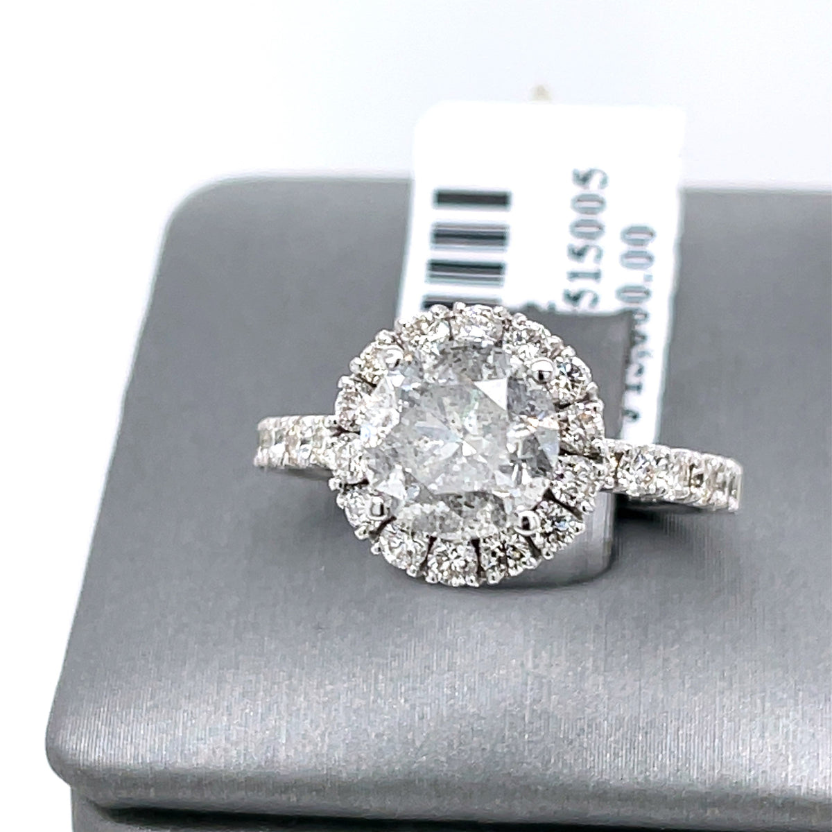 14K White Gold 3.00CT Round Cut Diamond Engagement Ring, Size 6.25, 3.5G