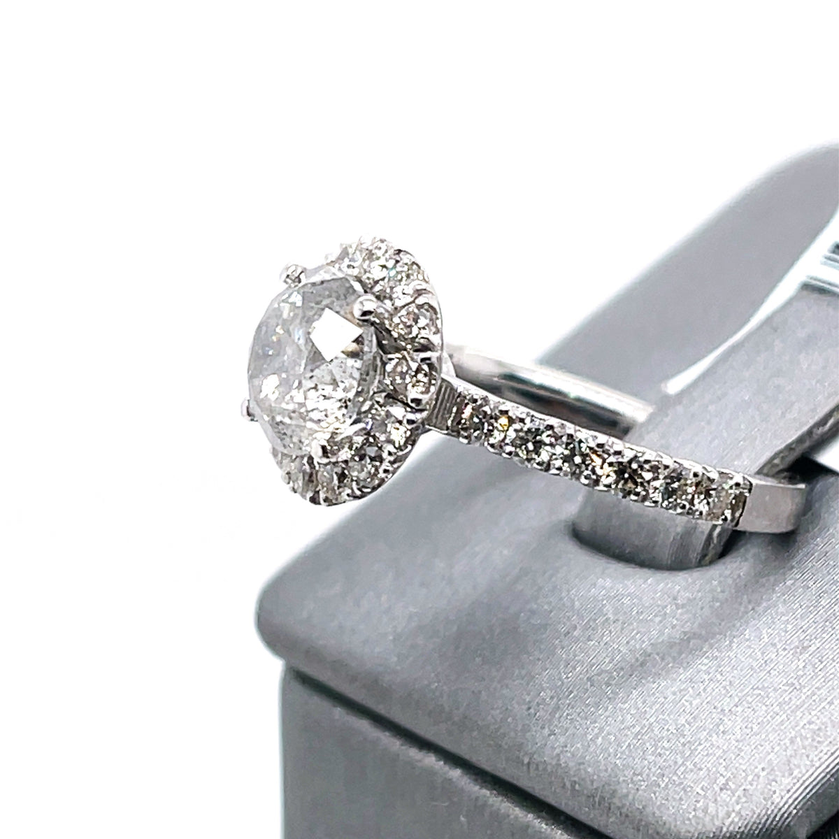 14K White Gold 3.00CT Round Cut Diamond Engagement Ring, Size 6.25, 3.5G