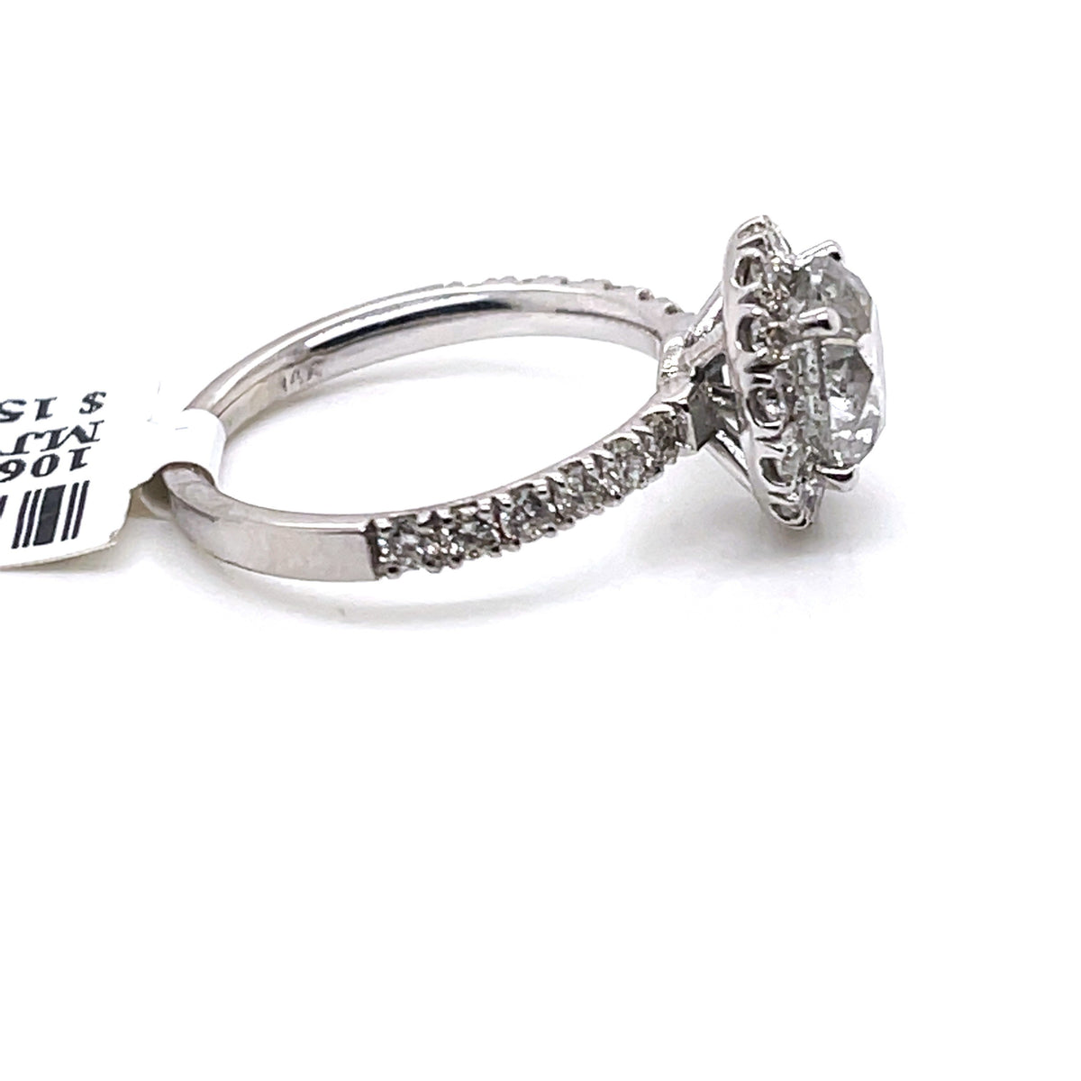 14K White Gold 3.00CT Round Cut Diamond Engagement Ring, Size 6.25, 3.5G