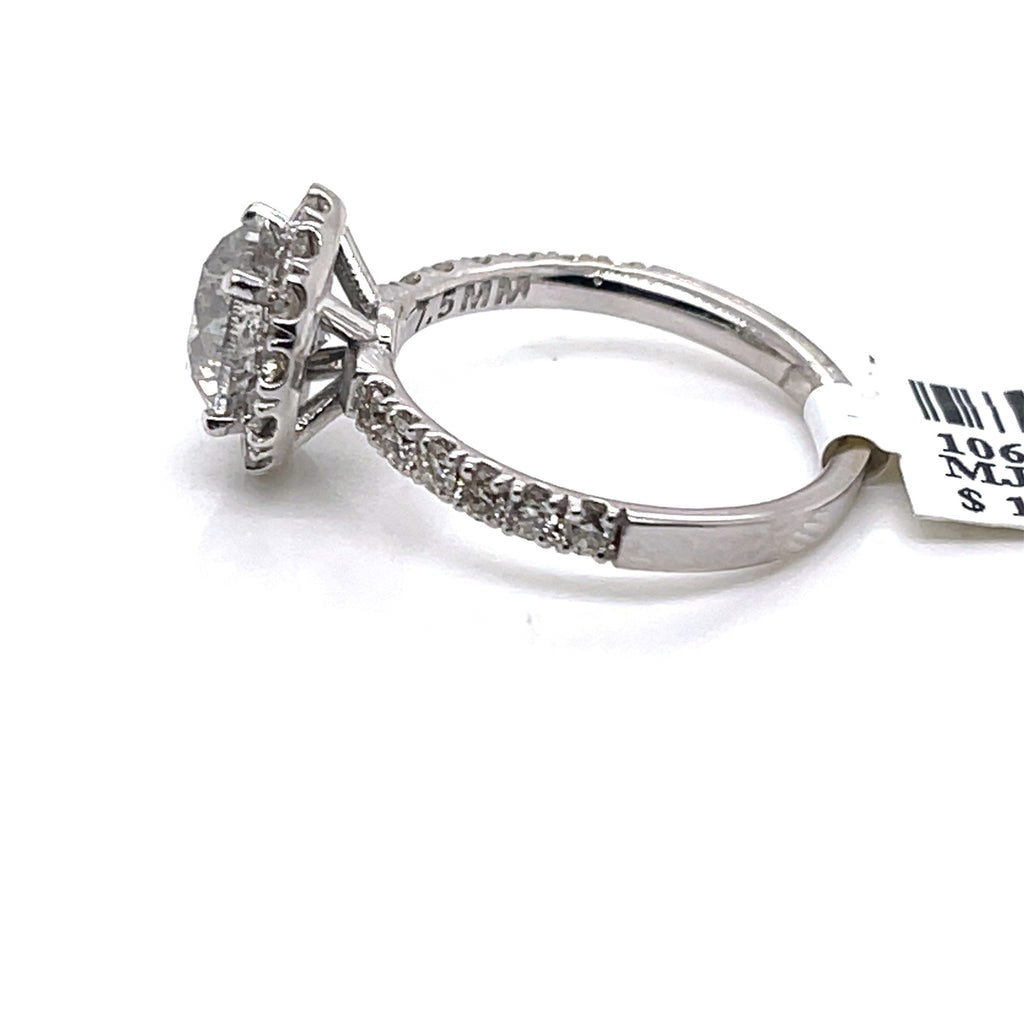 14K White Gold 3.00CT Round Cut Diamond Engagement Ring, Size 6.25, 3.5G