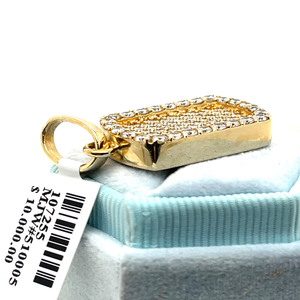 14k Yellow Gold 2.25 CT Diamond Dog Tag Pendant, 9.3gm