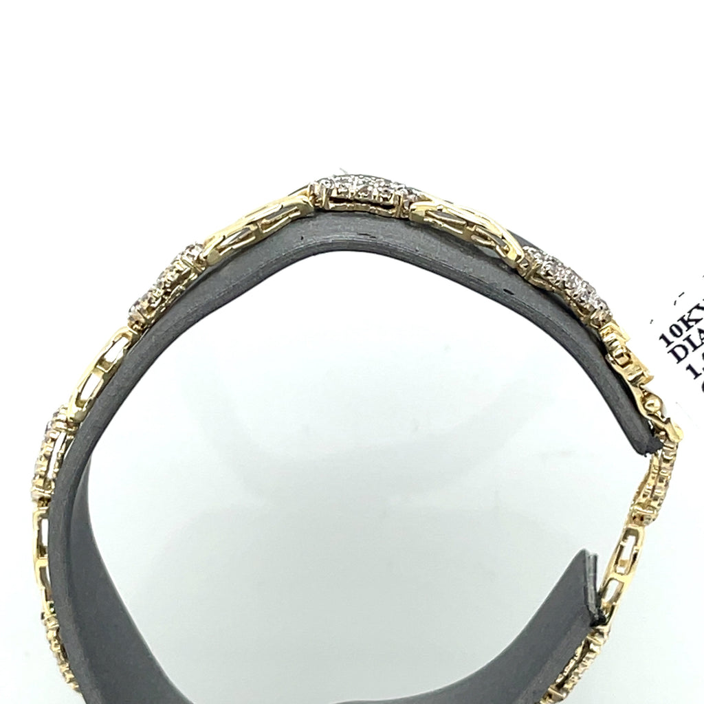 10k Yellow Gold 1.00 CT Diamond Tennis Ladies Bracelet, 6g, 7"