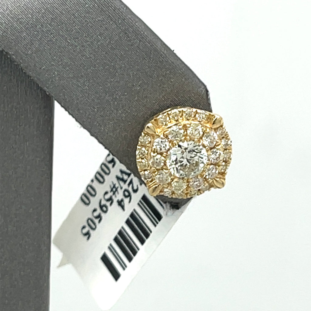14k Yellow Gold 2.00 CT Diamond Cluster diamond Earrings, 2.8G