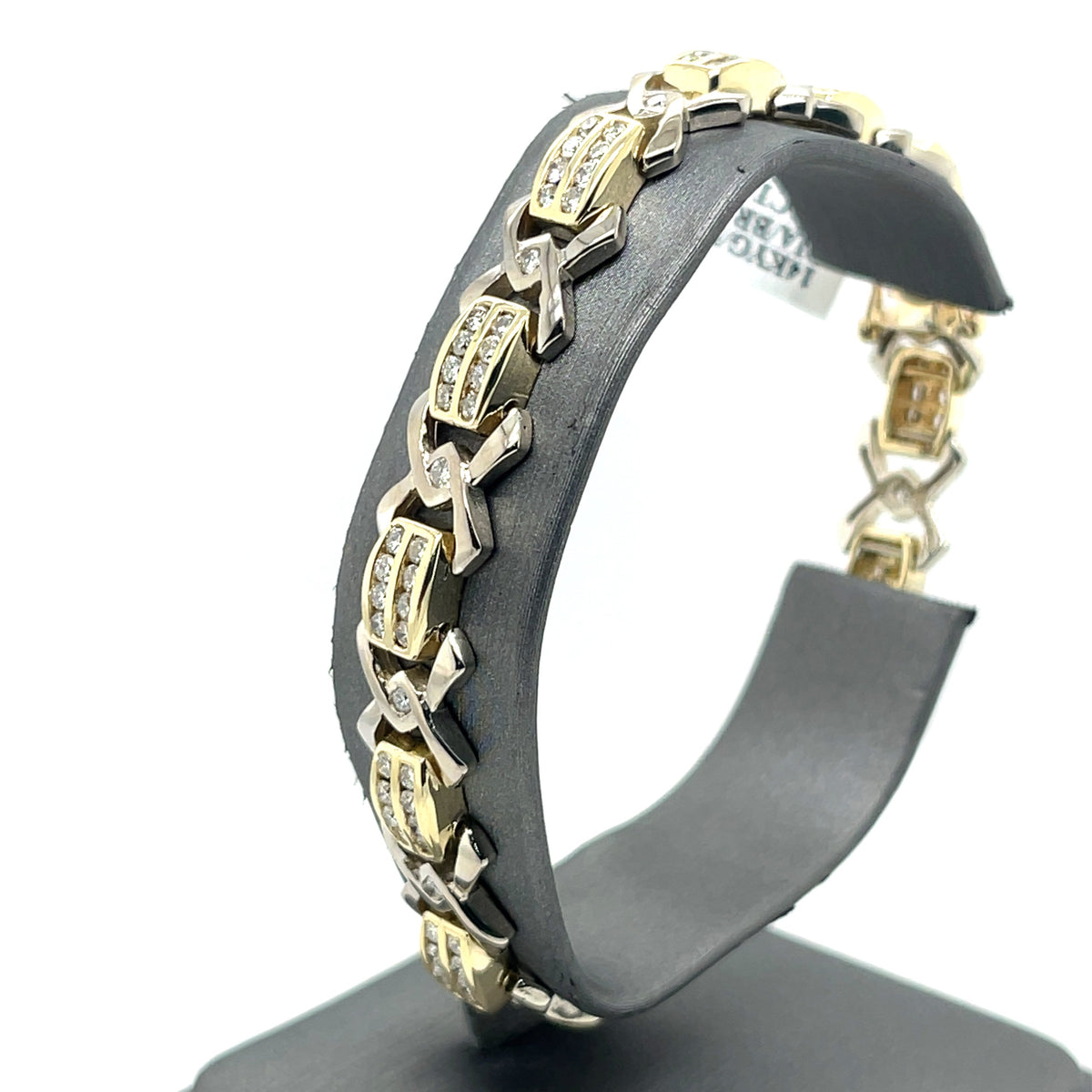 14k Two Tone Gold 2.50 CT Ladies Diamond Bracelet, 7.5", 25.2g
