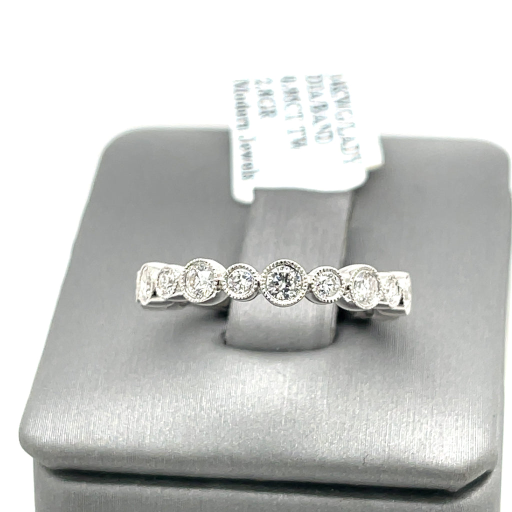 14k White Gold 0.95 CT Diamond Band, 2.8gm Size 6